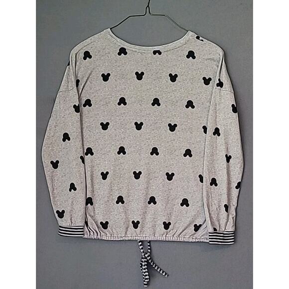 Disney Women’s Mickey Mouse Sleepwear Top Gray Tie Waist M - Picture 2 of 7